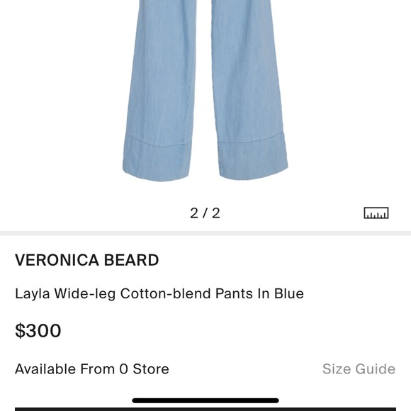 NWT Veronica Beard Layla Wide Legged Pant Chambray - Picture 2 of 7